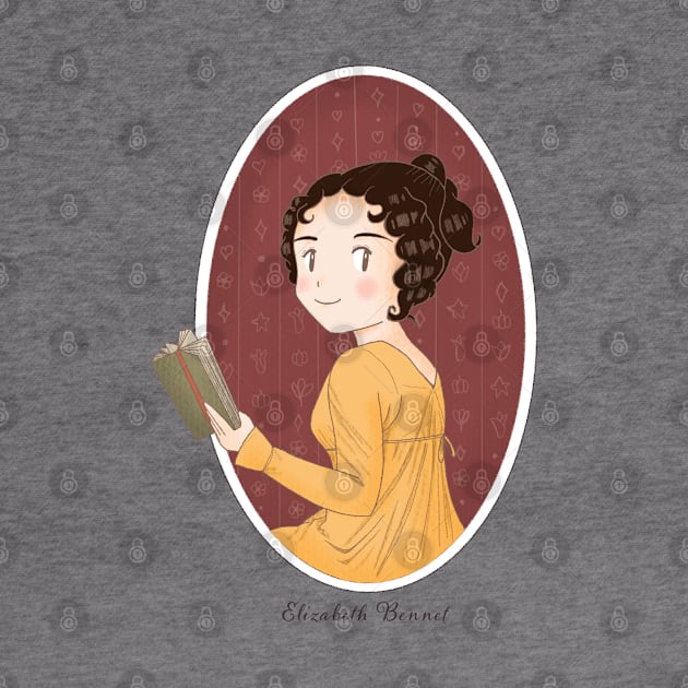 Cute Elizabeth Bennet Reading Illustration by MariOyama